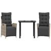 VidaXL Ensemble à Manger de Jardin avec Coussins 3 pcs, Table et Chaises avec Dossier Réglable, Meubles d'Extérieur, 3213469