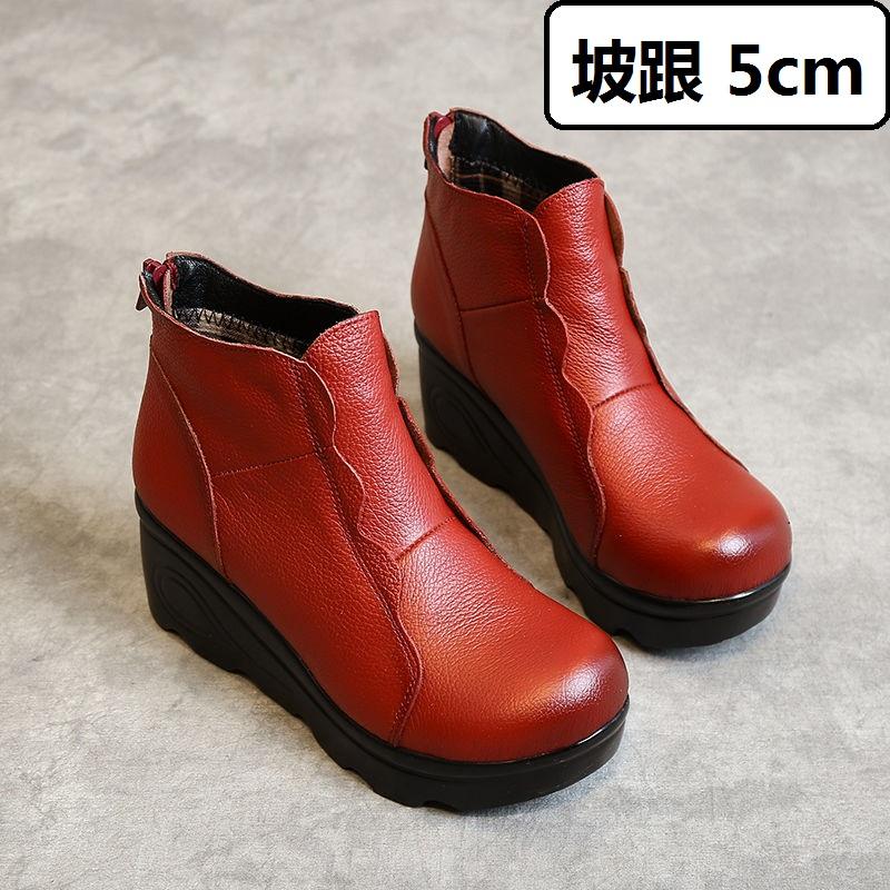 Шикарные туфли на танкетке, женские дизайнерские синие ботильоны из натуральной кожи для женщин, низкие каблуки, удобные туфли из коровьей кожи для мам, женские сапоги