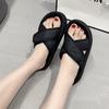 Fashion 2024 New Summer Women's Beach Outer Thick Sole Medium Heel Casual Woman Anti-Slip Outdoor Slippers