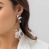 Vintage Geometric Flower Petal Pendant Drop Earrings for Women Fashion Statement Gold-Color Hanging Earrings Party Jewelry Gifts