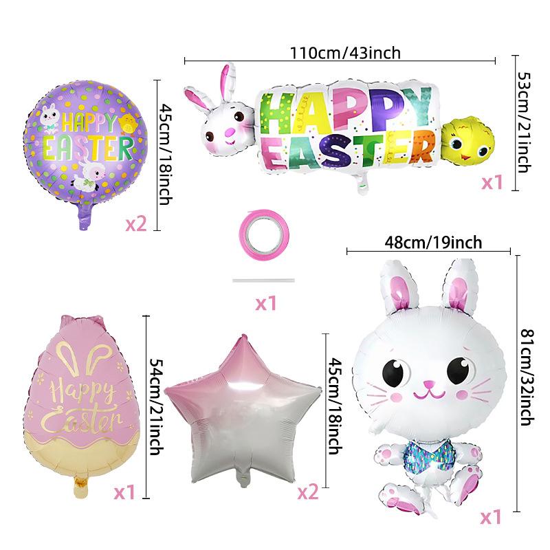 Easter Aluminum Film Balloon Set, Rabbit Egg, Radish Aluminum Film Festival, Photo Party Decoration Props