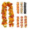 100/175CM Artificial Maple Leaf Garland UV Resistant Fall Halloween Thanksgiving Day Harvest Festival Autumn Mantle Porch Indoor Outdoor Decoration