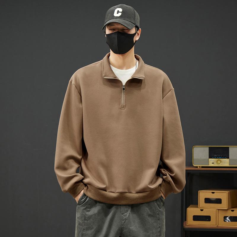 Толстовка Dm Half Zip для мужчин, рубашка поло, свободный воротник, футболка больших размеров с длинными рукавами, базовая рубашка