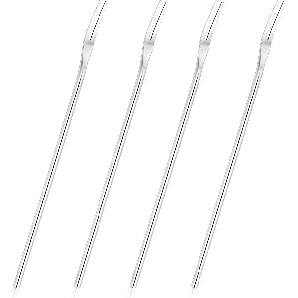 4-Pack 8.7" Stainless Steel 2-Tine Pickle Forks – Long Handle Cocktail, Olive, Appetizer, Fruit, Dessert, Salad & Seafood Forks – Ideal for Jar,