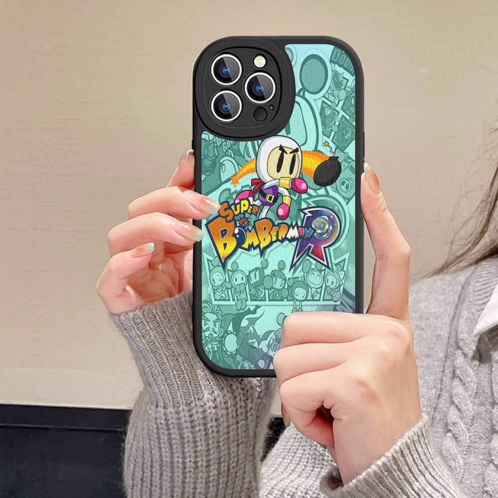 Super Bomberman Leather Phone Case For iphone 16 15 14 Plus 13 12 11 Pro Max Case