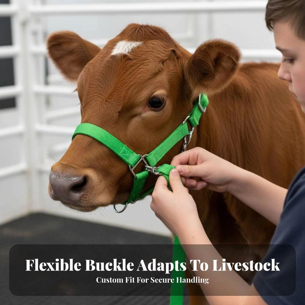 Heavy Duty Cow Halter with Lead Adjustable Livestock Strap Calf Training Rope Farm Use