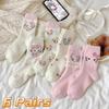 1/4/6 пар милых носков Hello Kitty Осень Зима Утолщенные Теплые Носки Женские Носки до середины икры Девочки Студенты Домашние Носки для Сна Подарок