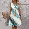 Новая летняя мода короткая юбка без рукавов с абстрактным принтом платье-майка повседневное платье без рукавов с круглым вырезом женская одежда