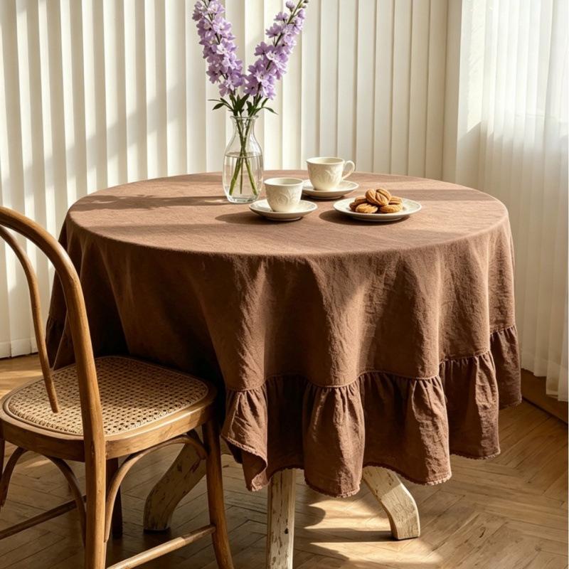 European Round Table Cloth Household Round Table Cloth Hotel Waterproof Oil-proof Wash-Free Cloth Table
