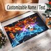 Soccer Theme Crystal Velvet Rug Personalized Custom Name Text Soft Floor Mat Home Decor