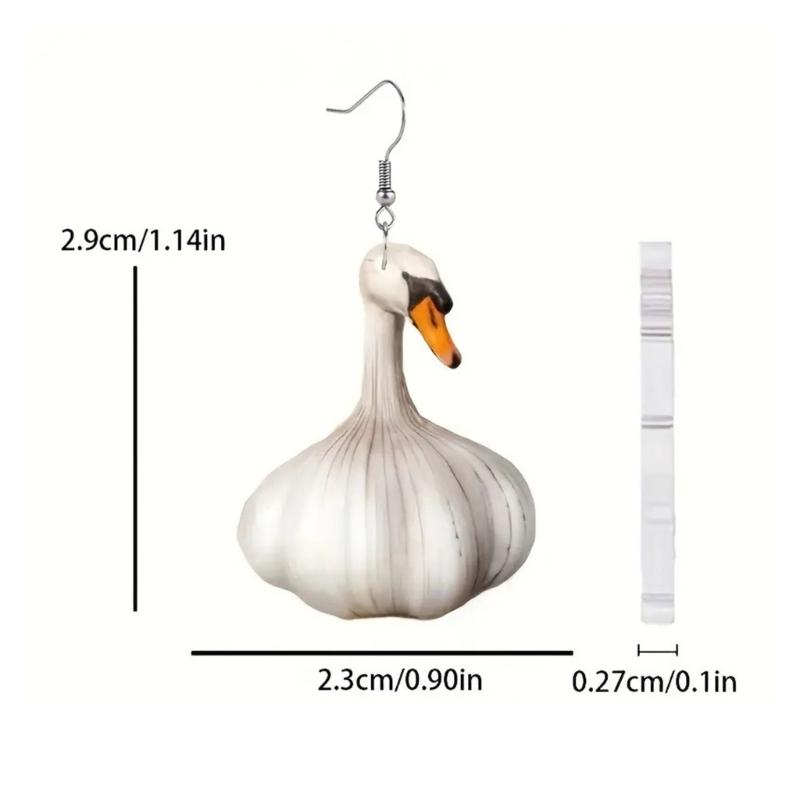 Unique and Stylish Duck Dangle Earrings Fun Garlic Shaped Duck Pendant Earrings Dainty Dangle Ear Hook Accessory