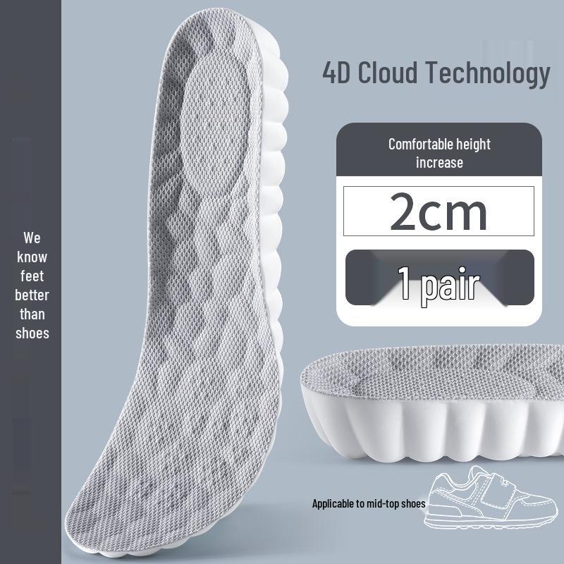 Unisex Odor-Resistant Shock-Absorbing Height-Increasing Insoles - Breathable & Invisible for Shoes and Boots