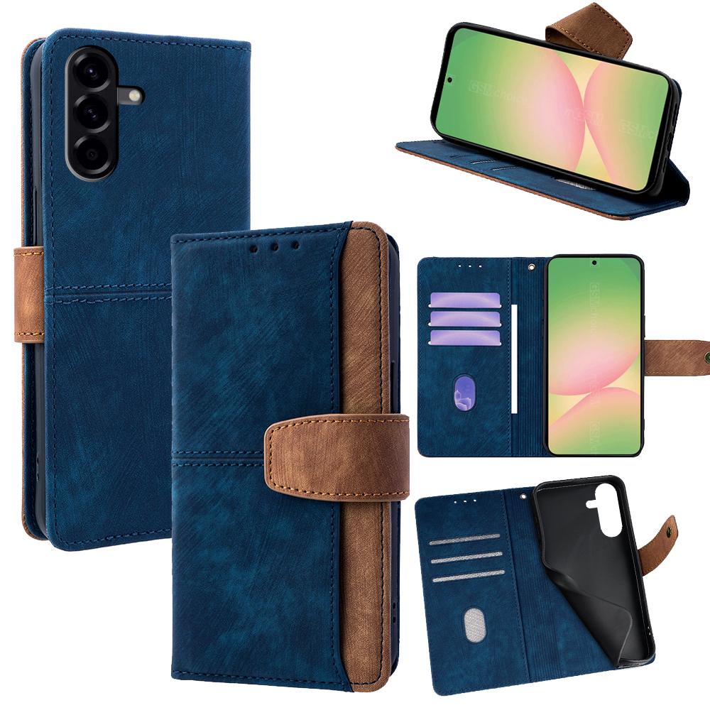 For Samsung Galaxy A56 5G Case RFID Blocking Color Splicing PU Leather Wallet Phone Cover