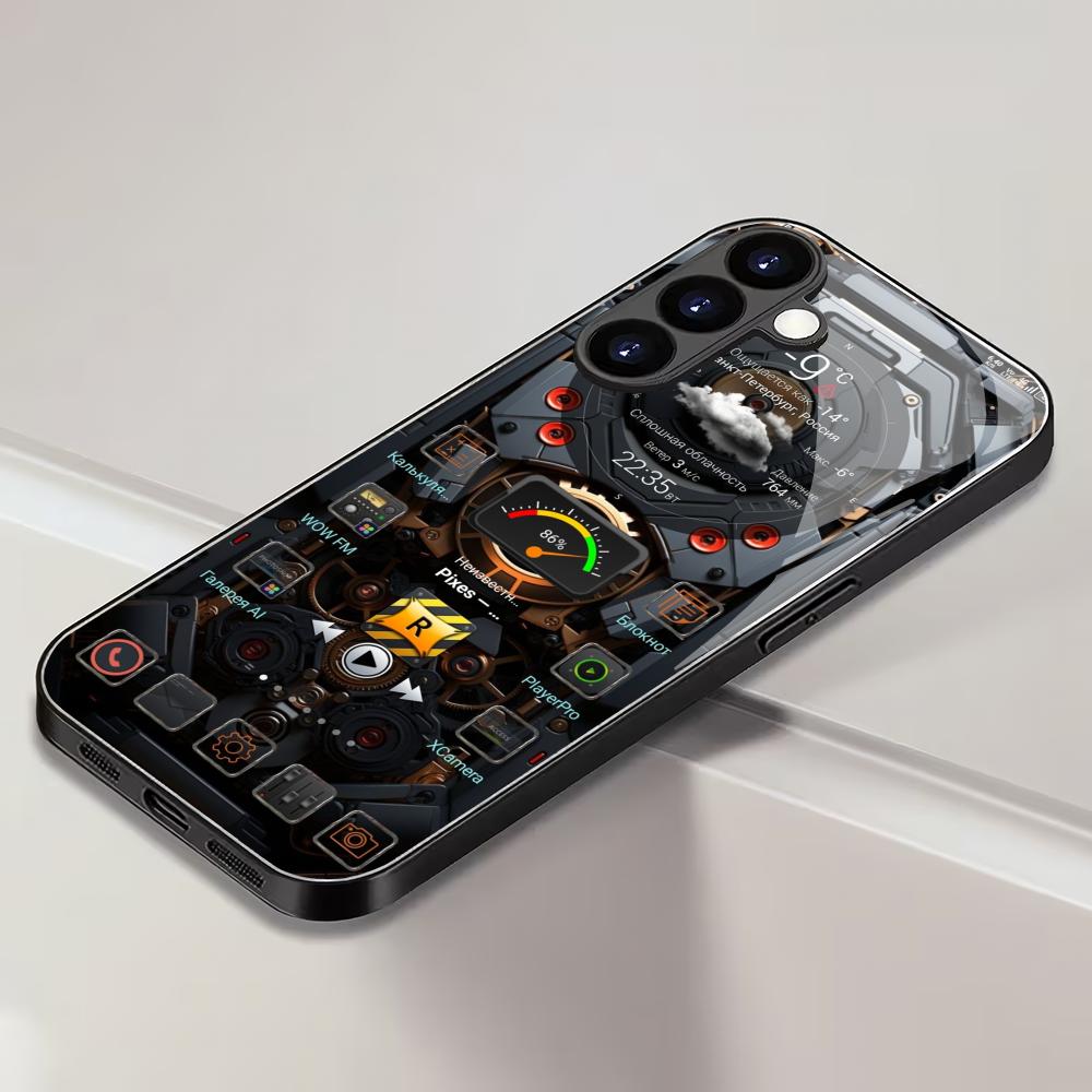 Закаленное стекло с механическим узором для телефона, подходит для Samsung Galaxy S26 S25 S24 S23 S22 S20 FE/Ultra/Plus, противоударный