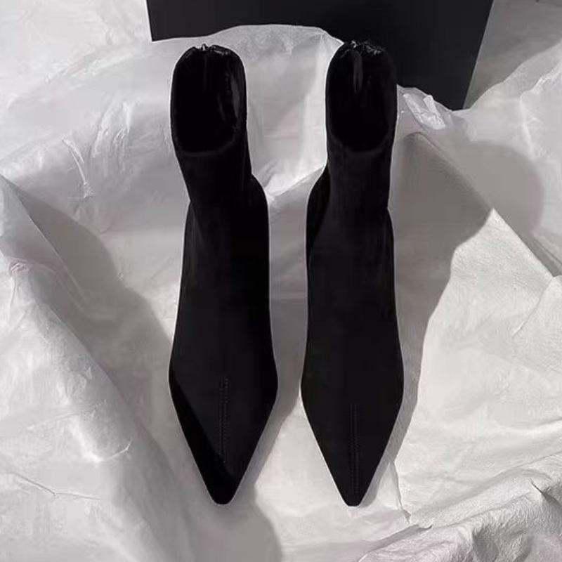 High Heels Ankle Boots Women Pointed Toe Shoes Suede Sexy Designer 2025 Winter New Snow Chelsea Boots Woman Pumps Botas