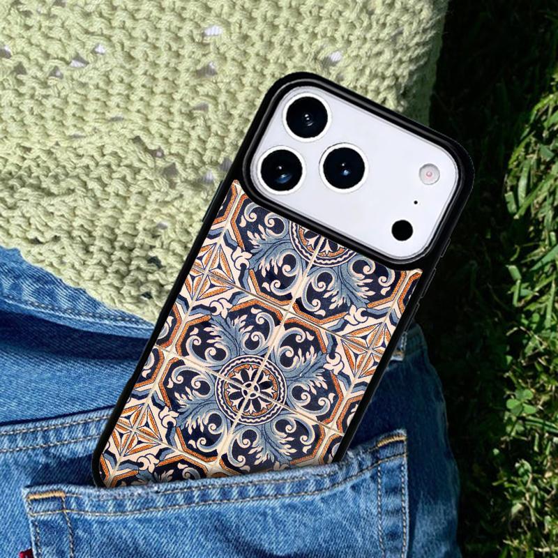 Искусство Декоративная марокканская плитка Чехол-бампер для IPhone 11 12 13 14 15 16e 17 Pro Max Чехол для IPhone 17 Air