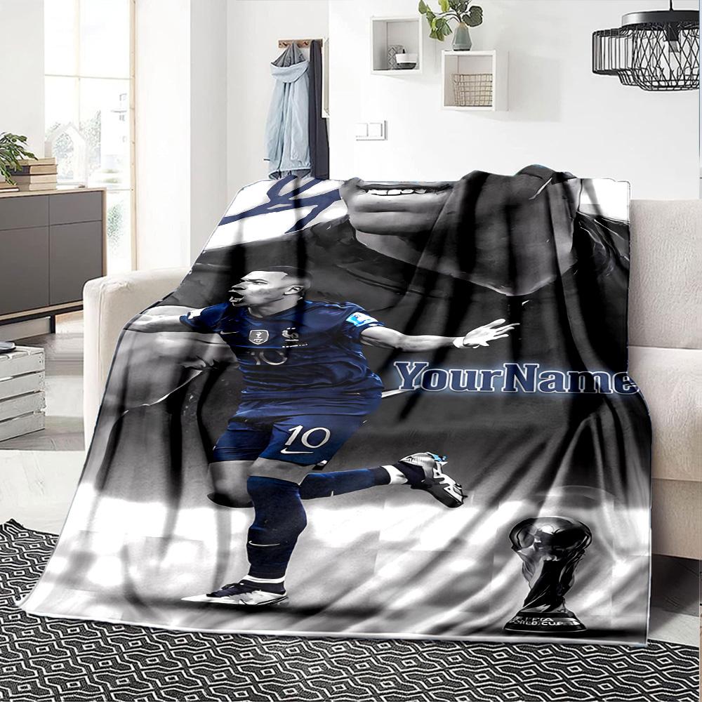 Mbappe Personalized Text Blanket Lightweight Personalized Blanket Comfortable Great for Bed Home Decor Office Nap Ideal for All Seasons