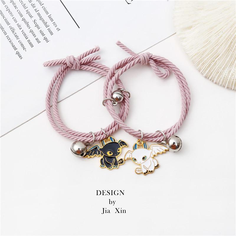 RUI RUI YU 2 шт./компл. Магнитный браслет для пары, очаровательные ювелирные изделия с героями мультфильмов для женщин и мужчин, плетеные веревочные браслеты, лучшие ювелирные изделия для друзей, подарок