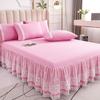 3 шт. Новая стиранная юбка для кровати с кружевными наволочками Вышитый однотонный набор юбок для кровати, 1 юбка для кровати + 2 наволочки