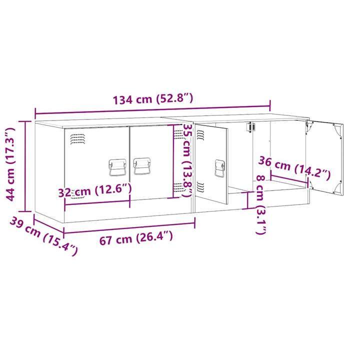 VidaXL Meubles TV 2 pcs jaune moutarde 67x39x44 cm acier, banc TV, meuble télé, meuble multimédia, buffet TV, meuble hifi, 841638