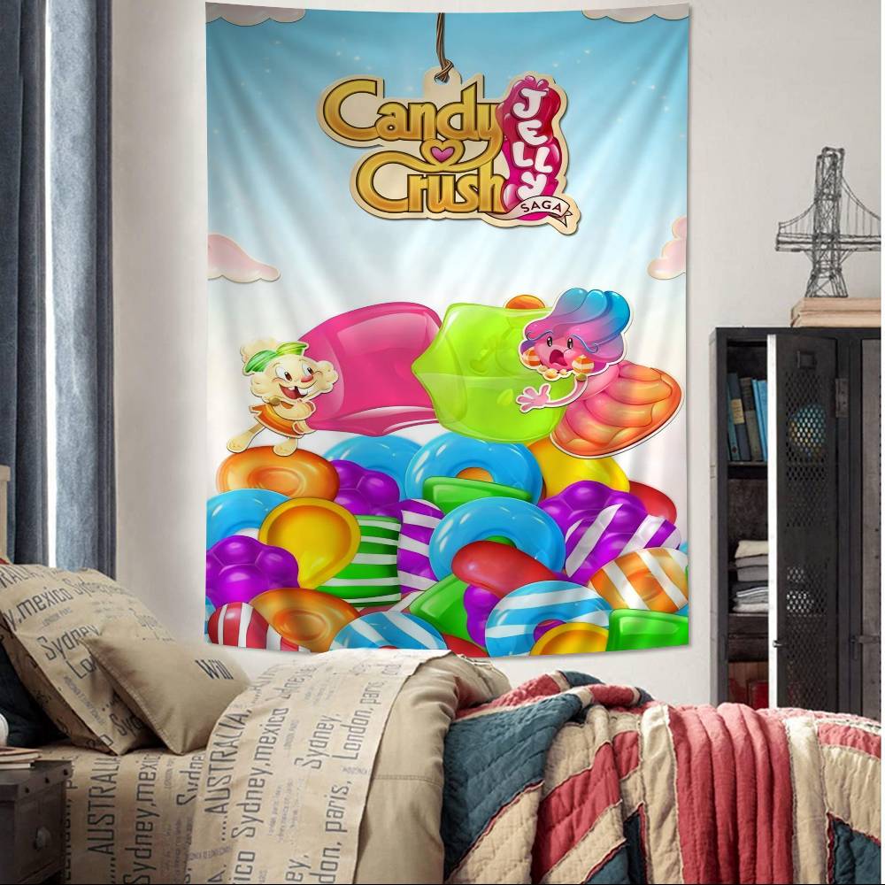 CCandy CCrush SSaga Cartoon Tapestry Art Science Fiction Room Home Decor Art Home Decor