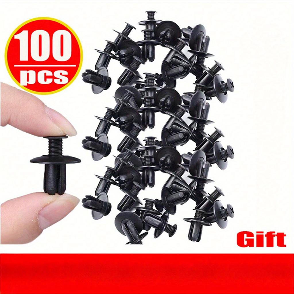100 шт. 8 мм Пластиковые заклепки Крепежные винты Бампер автомобиля Черная заклепка Автомобильные крепежные клипсы для Focus Kia Nissan