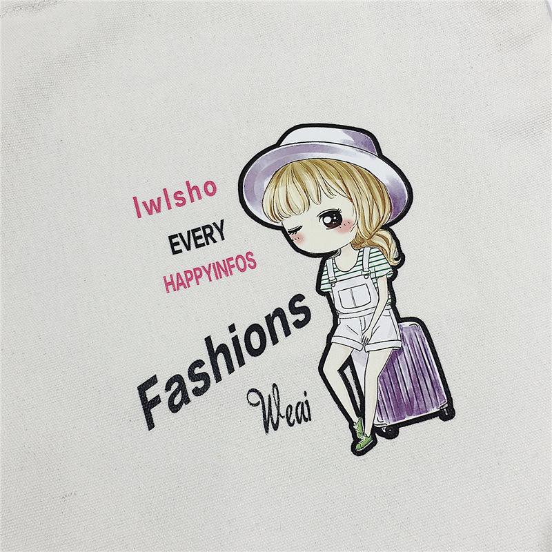 Cartoon Canvas Bag Women's Shoulder New Student Literary Printed Cloth Bag Handbag Simple Large-capacity Shopping Bag