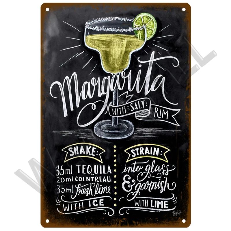 Tin Sign Decor Cocktail Metal Sign Plaque Metal Plate Vintage Iron Poster Wall Art Painting For Pub Club Man Cave Bar Decoration