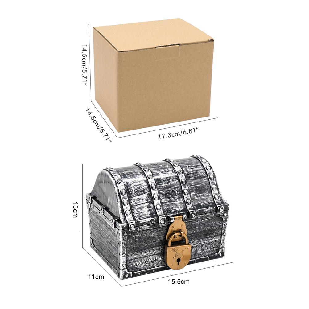 Kids Pirate Treasure Chest Treasures Collection Storage Box Vintage Pirate Jewelry Box for Friends