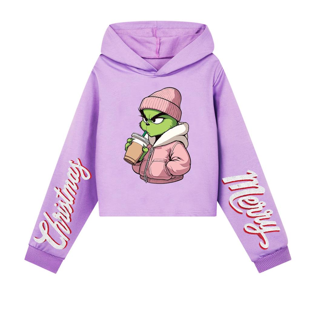 Kids' Casual Fashion Christmas Printed Long Sleeve Hooded Sweatshirt (No Drawstring)