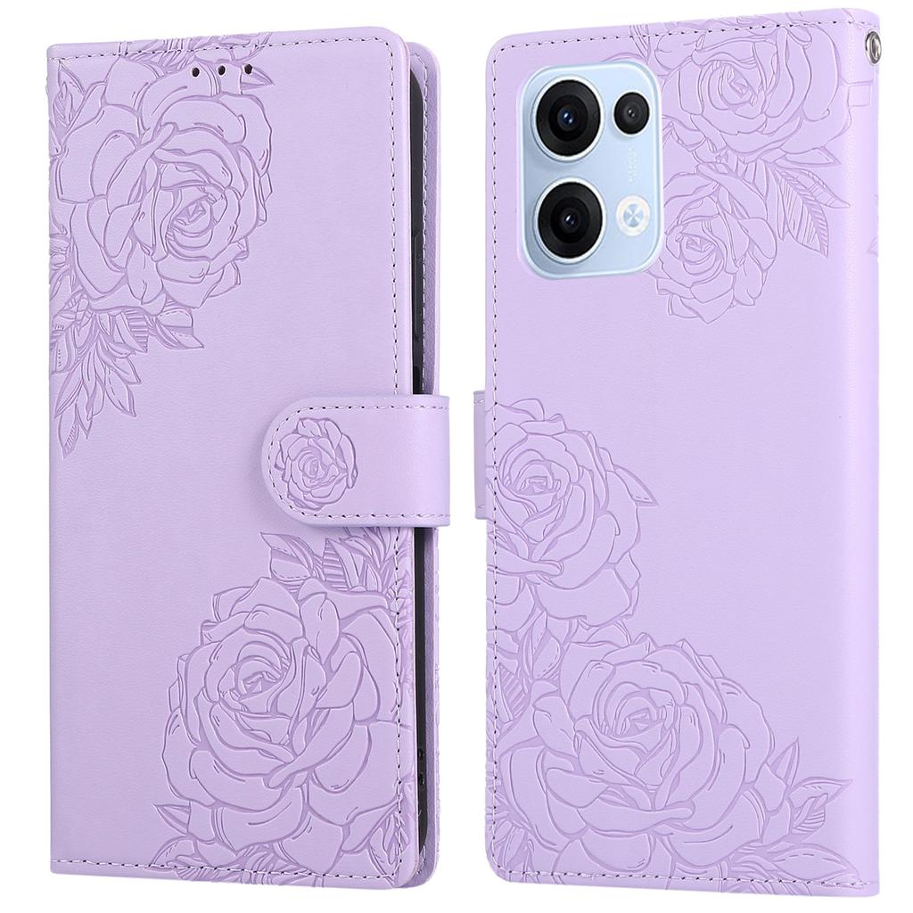 Для Oppo Reno13 5G (Глобальный) Чехол Кошелек из ПУ кожи с розовым цветком и 3 отделениями для карт