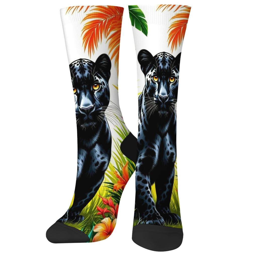 Men's Casual Socks Creative Black Panther Trend Print Soft and Comfortable Socks Harajuku Retro Crew Socks Holiday Party Gift