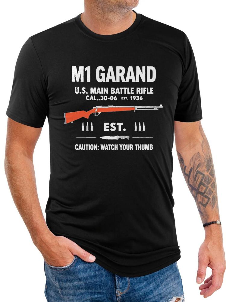 Historical MilitaryM1 Garand Rifle Replica Design100 cotton summer Oneck short sleeve casual printed Unisexs Tshirt