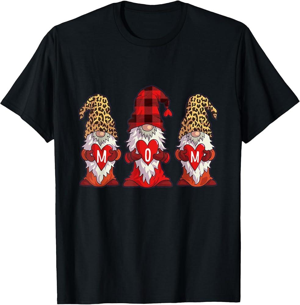 Mothers Day Shirt Gnomes Women Red Buffalo Plaid Leopard T-Shirt 17