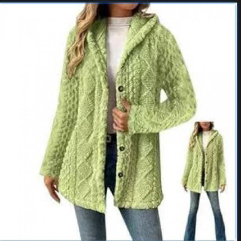 Womens Hooded Fleece Cardigan Long Sleeve Warm Oversized Coat Fall Winter Casual Outerwear