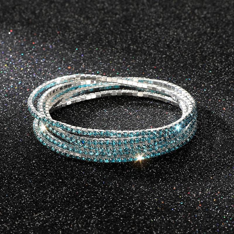 5Pcs/Lot Elastic Crystal Bracelets 2mm Charming Gold Color Crystal Rhinestones Metal Bangle Bracelet Jewelry DIY Gift