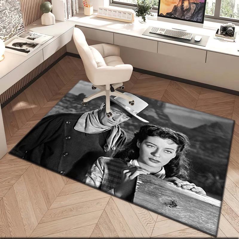 1pc John Wayne and the Western Cowgirl Carpet Rug for Living Room Bedroom Home Sofa Decoration,Kids play Non-slip Floor Mat