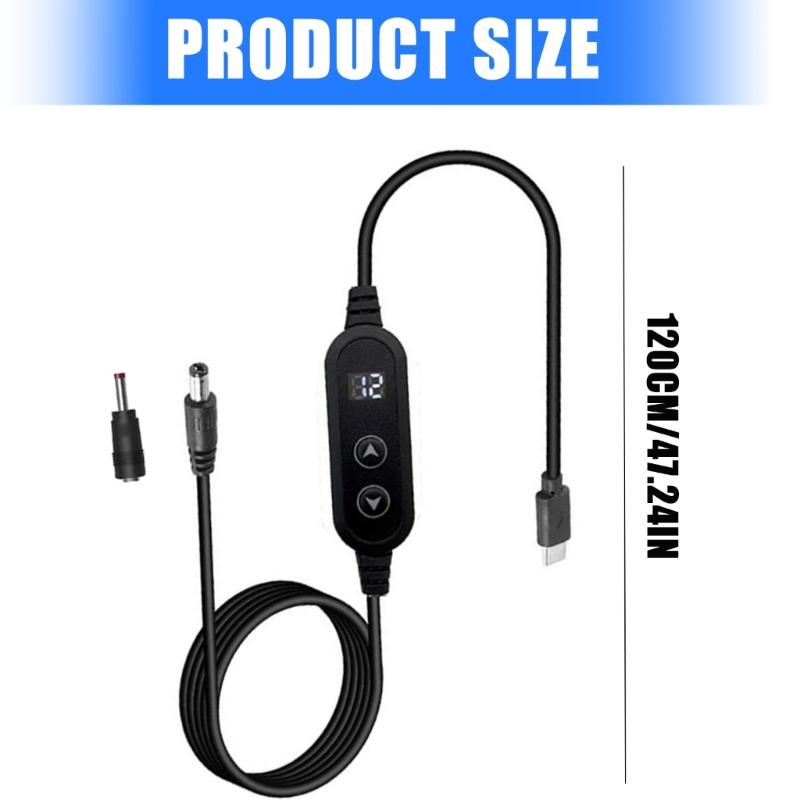 Регулируемое напряжение USB C на DC5525 Зарядный кабель с 1 наконечником для PD Быстрой зарядки 5V9V12V15V20V Выходной адаптер Шнур