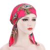 Woman Elastic Scarf Towel Hat Ladies Print Cashew Feather Cancer Chemotherapy Hat Bag Head Cap