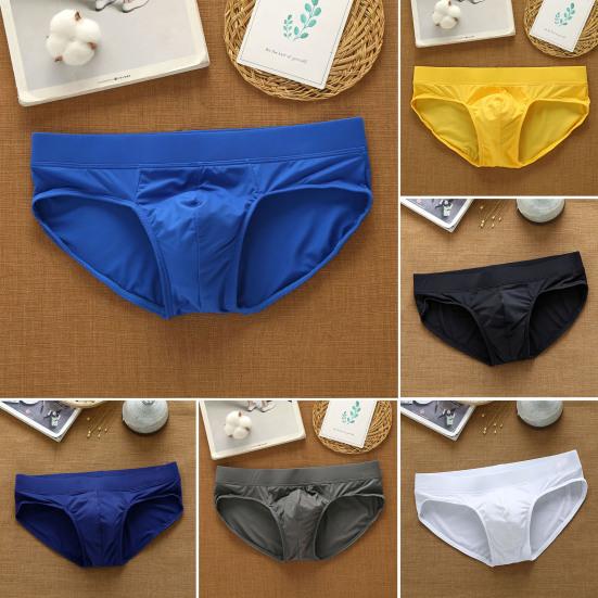 Men Briefs Letter Print 3D U Convex Design Panties Low-rise Milk Silk Wide
