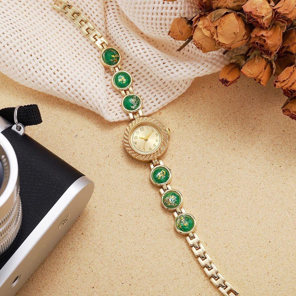 Gold Rhinestone-Inlaid Ladies Quartz Watch Heart Bracelet Luxury Quartz Watch Festive Occasion