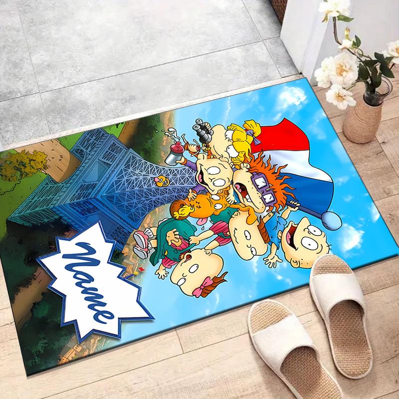 Custom Rugrats in paris Mat Personalized Name, Polyester Washable Indoor Entryway Rug, Gift for Christmas, Easter, Thanksgiving Day