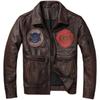 Chinese Size Vintage Red Brown Genuine Cow Leather Jacket Men Patches Air Force Flight Coats Male Motorcycle Biker Jackets Autumn