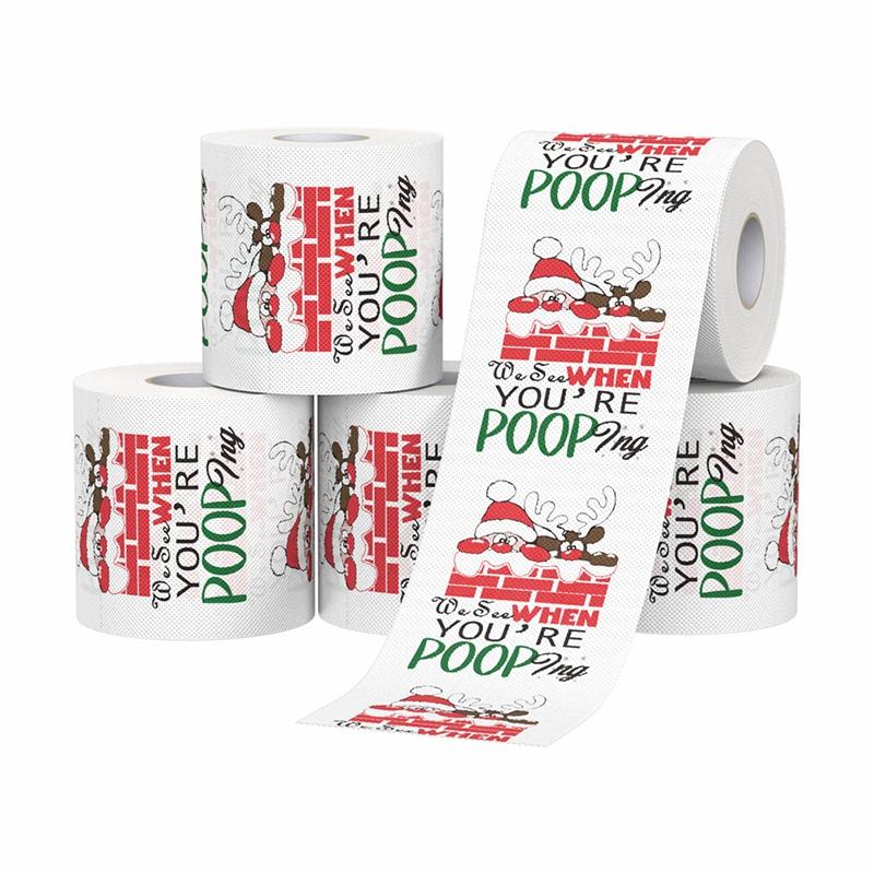 1/2/3/4/5 Rolls Christmas Toilet Paper Funny Santa Claus Tissue Roll Paper Christmas Decoration Xmas Navidad New Year Supplies