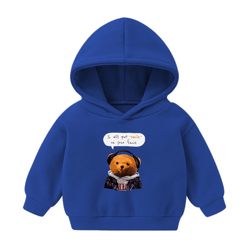 Детская толстовка с капюшоном с весенним мультяшным медведем для мальчиков и девочек