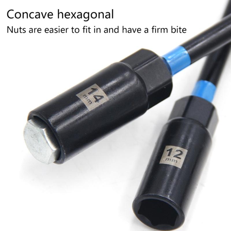 Pack of 5 Long Hexagonal Socket Nut Driver Set for Electric and Pneumatic Tool with Alloy Steel Construction