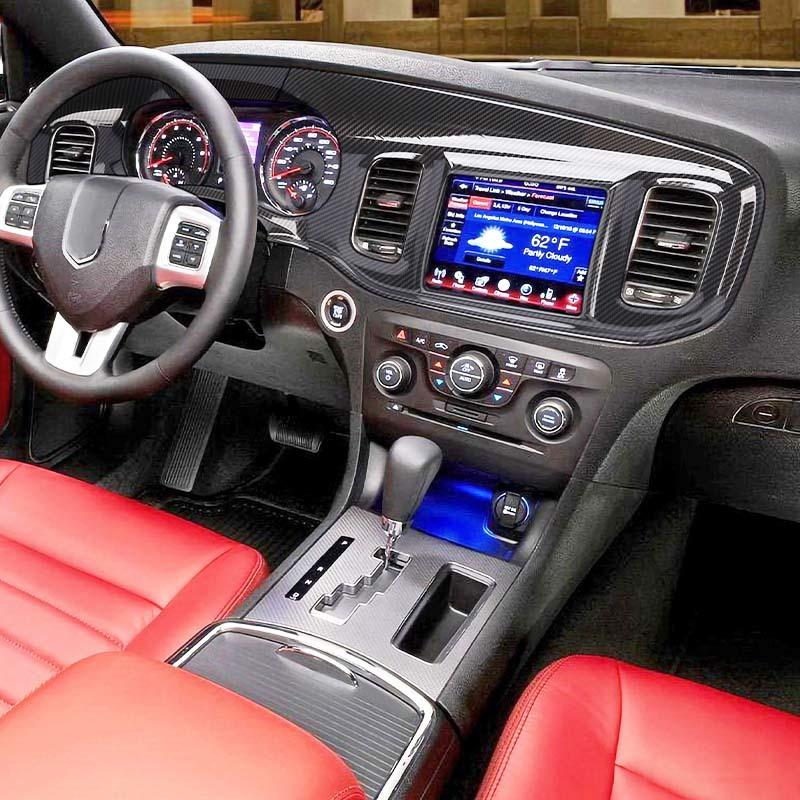 Наклейки на крышку приборной панели с центральным управлением для Dodge Charger 2011-2014, автомобильные аксессуары из АБС-пластика