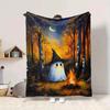 1pc Ghost Forest Blanket, Lightweight Flannel Throw Blanket for Sofa, Bed, Travel, Camping, Living Room, Office, Couch087