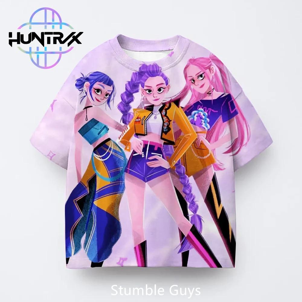 Kpop Охотники на демонов Повседневная мода 3D Мультяшная Короткий рукав Детская Летняя Мальчики Девочки Футболка Аниме Одежда