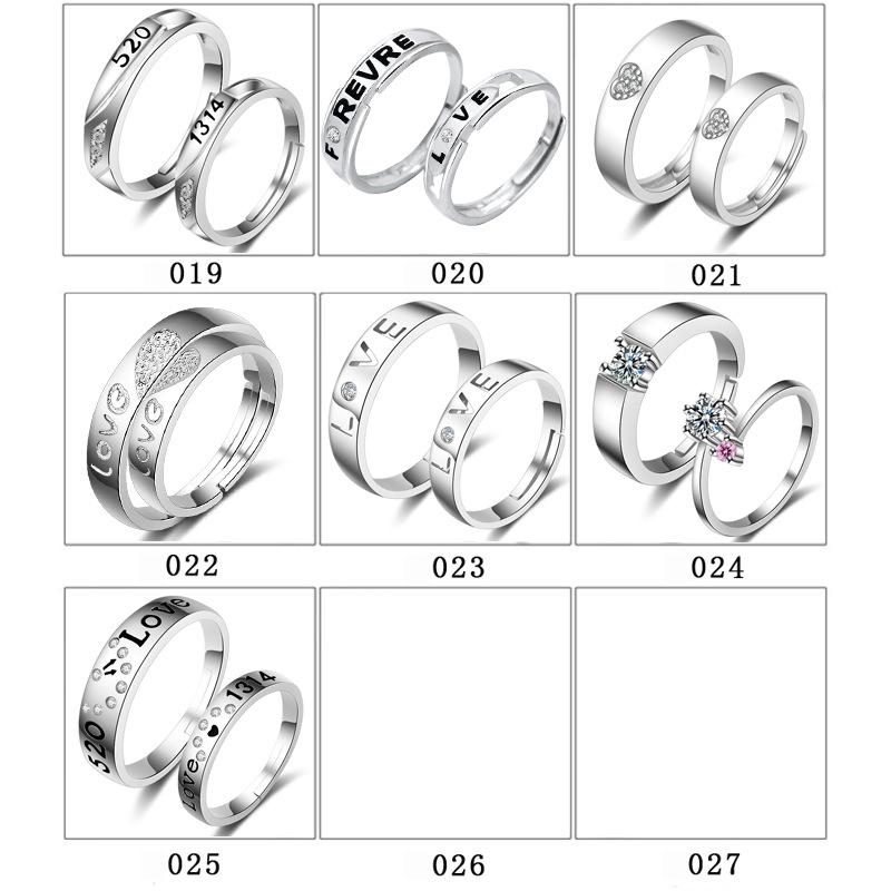 High-grade Fashion Trends Differences with Personalised Glitter and Lustre Ring Female Proposal Wedding Open Ring Couple Ring Jewellery